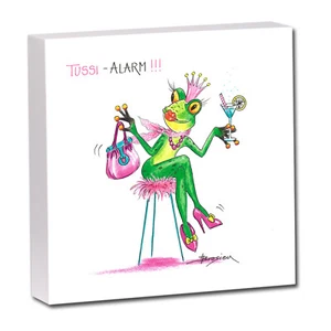 Bild | Frosch Prinzessin Tussialarm | Kunstdruck auf Holz | Wandbild Druck 20cm - Bild 1 von 2