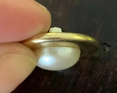 Round Gold Shank - Buttons 22mm Pearl Half Dome Vintage - Image 1 of 3