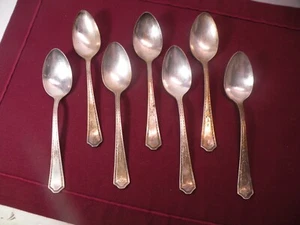 Set Of 7 Antique Simeon & Rogers Silverplate Oakland Oneida Teaspoons 5 7/8" - Picture 1 of 7
