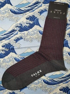Falke Hombres Oxford Rayas Algodón Calcetines Rojo Carbón Talla UK 7-8 EU 41-42 RRP £17 - Imagen 1 de 4