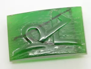 Vintage geschnitzte Lucite Grün durchscheinend Gürtelschnalle selten einzigartig - Bild 1 von 6