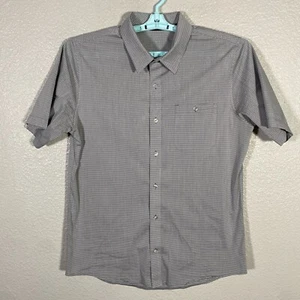 Travis Mathew Shirt Mens Medium Gray Button Up Golf Stretch Performance Striped - Picture 1 of 9