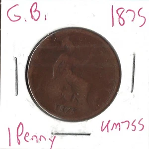 Coin Great Britain 1 Penny 1875 KM755, Victoria - Picture 1 of 1