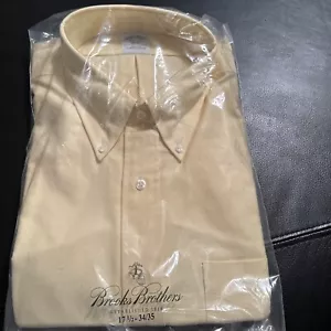NWT Brooks Brothers Men's Slim Fit Yellow Long Sleeve Button Down Shirt 17.5 - Picture 1 of 5