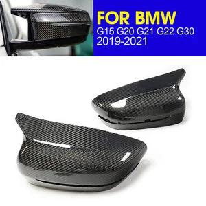 2PCS Real Carbon Fiber Side Mirror Cover Cap For BMW G15 G22 G21 G20 G30 19-2021 - Picture 1 of 22