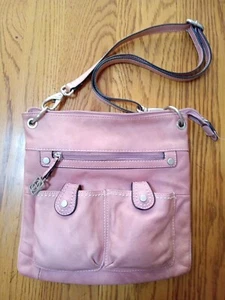 Giani Bernini Crossbody Bag Leather Satchel Handbag Pink Rose - Picture 1 of 16