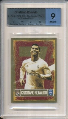 STICKER #4 RONALDO CRISTIANO GOLD PANINI FIFA 365 2017 MTG NO PSA 9 MINT - Photo 1/2