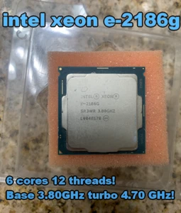cpu intel xeon e-2186g 12M Cache, base 3.80GHz turbo 4.70 GHz 95w TDP 6 core 12  - Picture 1 of 5