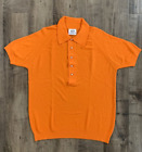 Vintage Retro 60s MEDICI Tangerine Orange Nylon Knit Casual Shirt RAT PACK Sz L