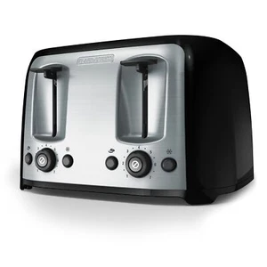 BLACK DECKER 4 Slice Toaster Extra Wide Slots Bagel Function Stainless Steel ... - Picture 1 of 7