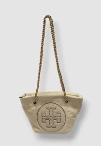 Tory Burch Women's Ivory Small Ella Crinkle Patent Chain Crossbody - Picture 1 of 5