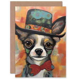 Chihuahua-Zylinder Und Fliege Geburtstagskarte - Bild 1 von 4