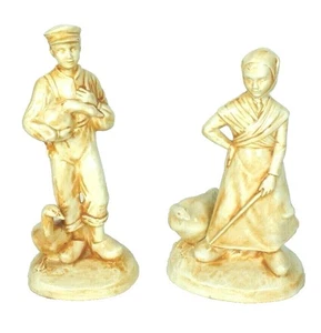 Vintage 70er Bauernhaus Holländisches Land Keramik Figuren Junge & Mädchen mit Gänsen - Bild 1 von 8