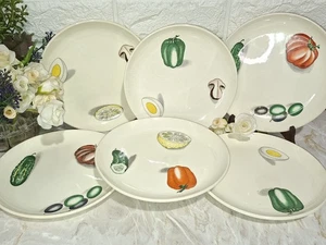 VINTAGE SEI PIATTI PIANI DIAM 20 LAVENO VERDURE PINZIMONIO - Foto 1 di 7