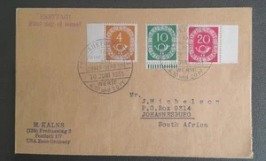Germany 1951 Numeral & Posthorn Ersttag FDC - rare cancel - Picture 1 of 3