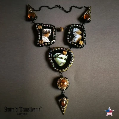 Baroque Jewelry Necklace Pendant Luxury Chunky Antique Statue Greek Mythology - Image 1 of 4