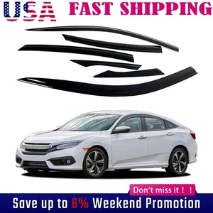 6pcs For 2016-2021 Honda Civic Sedan Window Visors Vent Rain Guards Deflector - Foto 1 di 18