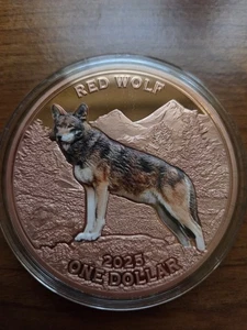 RED WOLF Native American Myth 5 Oz Copper Coin 1$ USA 2025 - Picture 1 of 2
