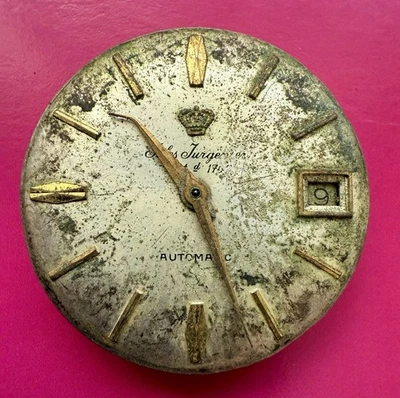 Jules Jürgensen 17J movimento de relógio automático com mostrador e ponteiros – para peças - Imagem 1 de 2