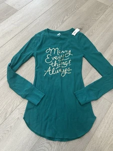Damen Langarm Pyjama Oberteil Thermo-Strick Grün XS Stretch Old Navy Neu mit Etikett - Bild 1 von 1