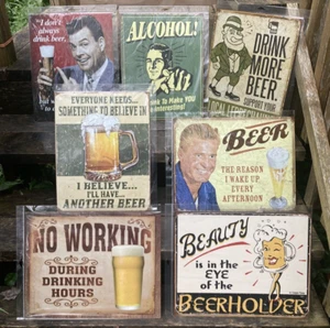 7 Funny Beer signs metal tin poster vintage retro garage wall decor bar signage - Picture 1 of 10