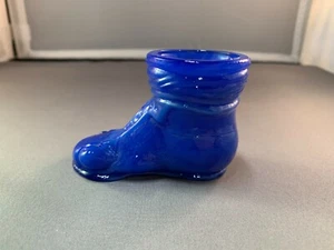 VINTAGE BOYD GLASS COMPANY - HOBO BOOT TOOTHPICK HOLDER - COBALT BLUE GLASS - Picture 1 of 6