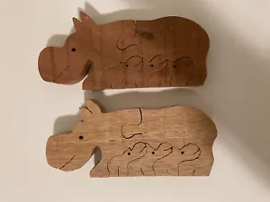 Hippo Mom and Babies Puzzle Decoration - Picture 1 of 5