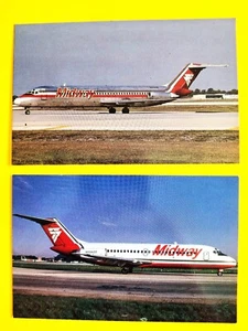 Midway Airlines 2 Postkarten Douglas DC-9-15 + DC-9-31 - Bild 1 von 2
