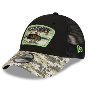 New Era Seattle Seahawks Cap Salute To Service 9FORTY Adjustable Trucker Hat NWT - Picture 1 of 5