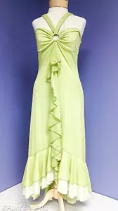 Abito Vintage Anni 90-Y2K Taboo Lt Verde Scintillante Increspato Orlo Asimmetrico Vestito Md - Foto 1 di 8