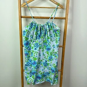 Wild Fable Mini Dress 2XL Blue & Green Floral Print Sleeveless Linen Blend - Picture 1 of 10