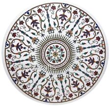 60 Inches Indien Vintage Crafts Conference Table Top Round Marble Dining Table