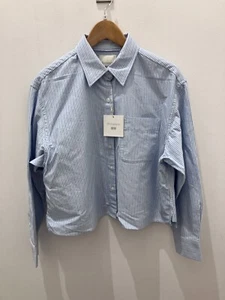 UNIQLO and JW ANDERSON Oxford Boxy Shirt Striped Off White/Pink/Light Blue Women - Picture 1 of 10