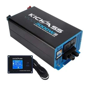 KickAss 12V to 240V Pure Sine Wave 3000W Inverter + Inverter Remote Display Bund - Picture 1 of 1