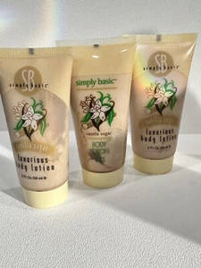 simply basic vanilla suger body lotion 2oz Lot Of 3 Discontinued - Picture 1 of 2