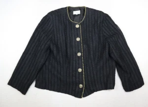 Vintage 80s Women's Blazer Jacket Size 14 GAY BOYER Black Lace Whimsigoth - Picture 1 of 10