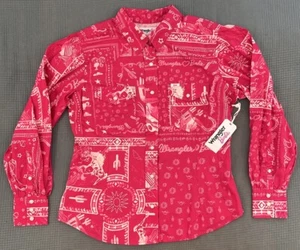 Wrangler Barbie Western Snap Pink Long Sleeve Rodeo Shirt NWT Sz L RARE - Picture 1 of 9