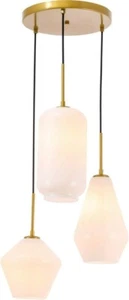 Elegant Lighting Living District Gene 3-Light Mid-Century Metal Pendant in Brass - Picture 1 of 8