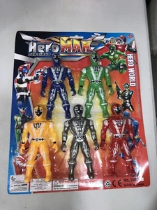 Vintage anni 90 KO Bootleg MMPR Power Rangers Figure Box Set Cina Messicana su Card - Foto 1 di 9