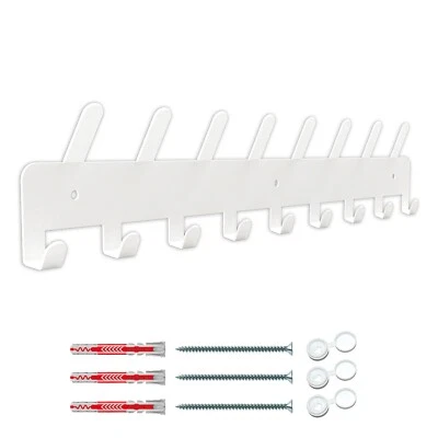 Innbee® Hakenleiste Garderobenhaken Wandhaken Kleiderhaken Haken Weiss 8+9 Satz - Bild 1 von 4