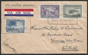 DUTCH EAST INDIES 1946 Airmail Cover Balikpapan Borneo to Verona New Jersey - Picture 1 of 2