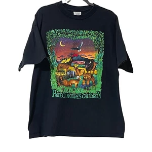 Wild Oats Protect Nature’s Children VTG youth size XL black 100% cotton ss tee - Picture 1 of 7