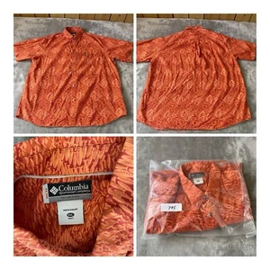 Columbia Sportswear XCO Short Sleeve Orange Fish Patterned Shirt XXL - Picture 1 of 15