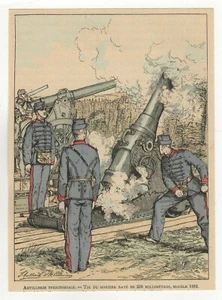 Armée Française Artillerie Territoriale tir du mortier gravure 1880 /B1AFd - Picture 1 of 1