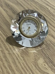 Homer Diamond Shape Crystal Desk Clock/paper Weight. Working. - Picture 1 of 6