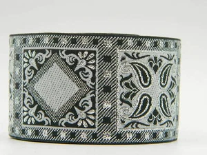 1m Jacquard Borte Mittelalter Stil 50mm Breit Schwarz/Silber - Picture 1 of 2