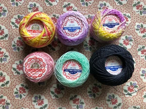 Lot 6 Balls Coats & Clark Cotton Tatting Crochet Thread Partial 154 18 169 41 21 - Picture 1 of 2