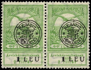 Romania Hungary 1919 CLUJ FLOOD 1 L/5FIL PLATE FLAW "L" CUT LEFT GENUINE MNH OG - Picture 1 of 2
