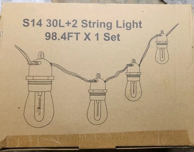 LOWER PRICE! 98.4FT LED Commercial Outdoor String Lights Shatterproof Waterproof - Image 1 of 4