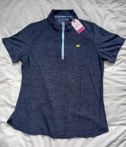 The Masters Magnolia Lane Tech Womens Golf Top 1/4 Zip Blue Ladies Large New - Picture 1 of 13